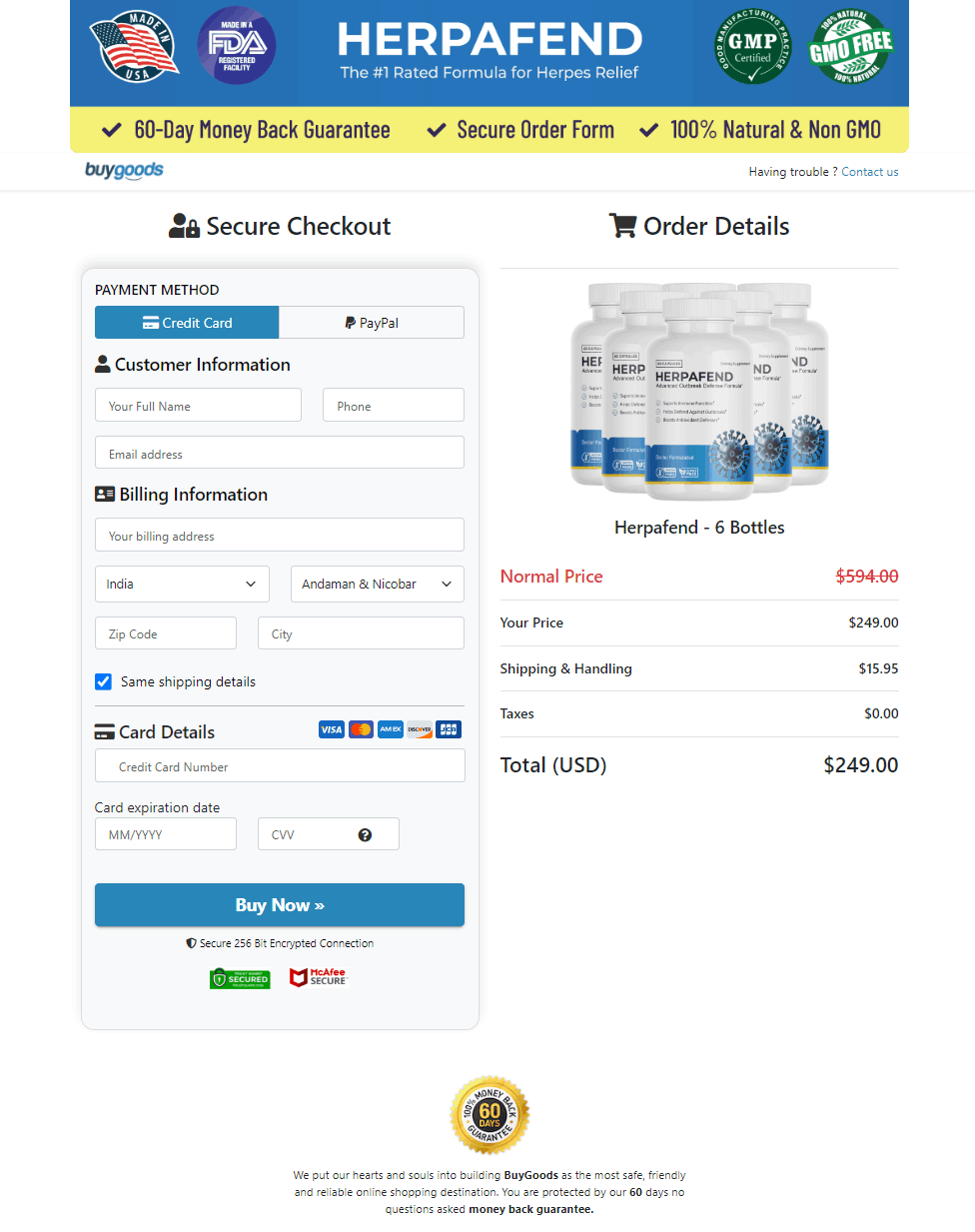 Herpafend Secure Order Form